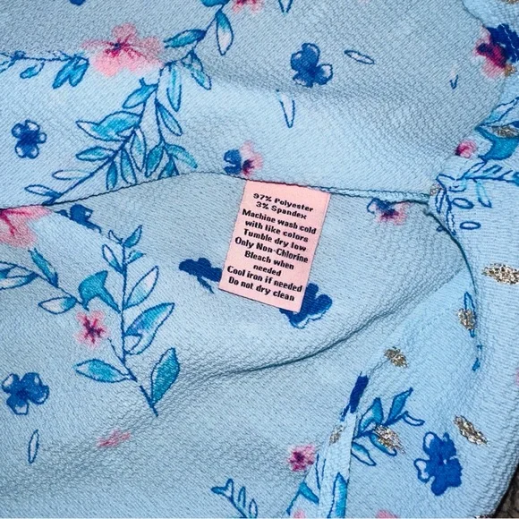 Juicy Couture Light Blue Floral MiNI Dress XXL high neck summer dress - Picture 10 of 10